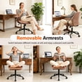 thumbnail image 6 of COOLHUT Home Office Chair, PU Leather Ergonomic Computer Desk Chair with Removable Armrests, Mid Century Modren Armrest Office Chair, Adjustable Height Rocking Swivel Task Chair, Brown, 6 of 13