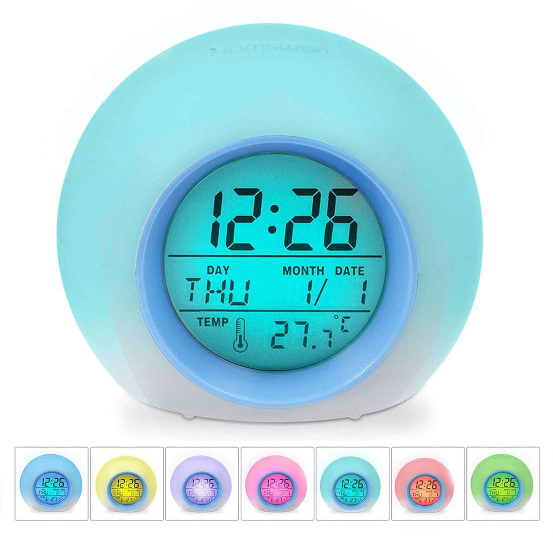 Birthday Gift For Kids Led Alarm Clock 7 Colors Changing Alarm Clock