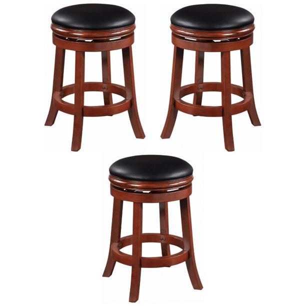 Home Square 24" Faux Leather Swivel Counter Height Stool in Cherry