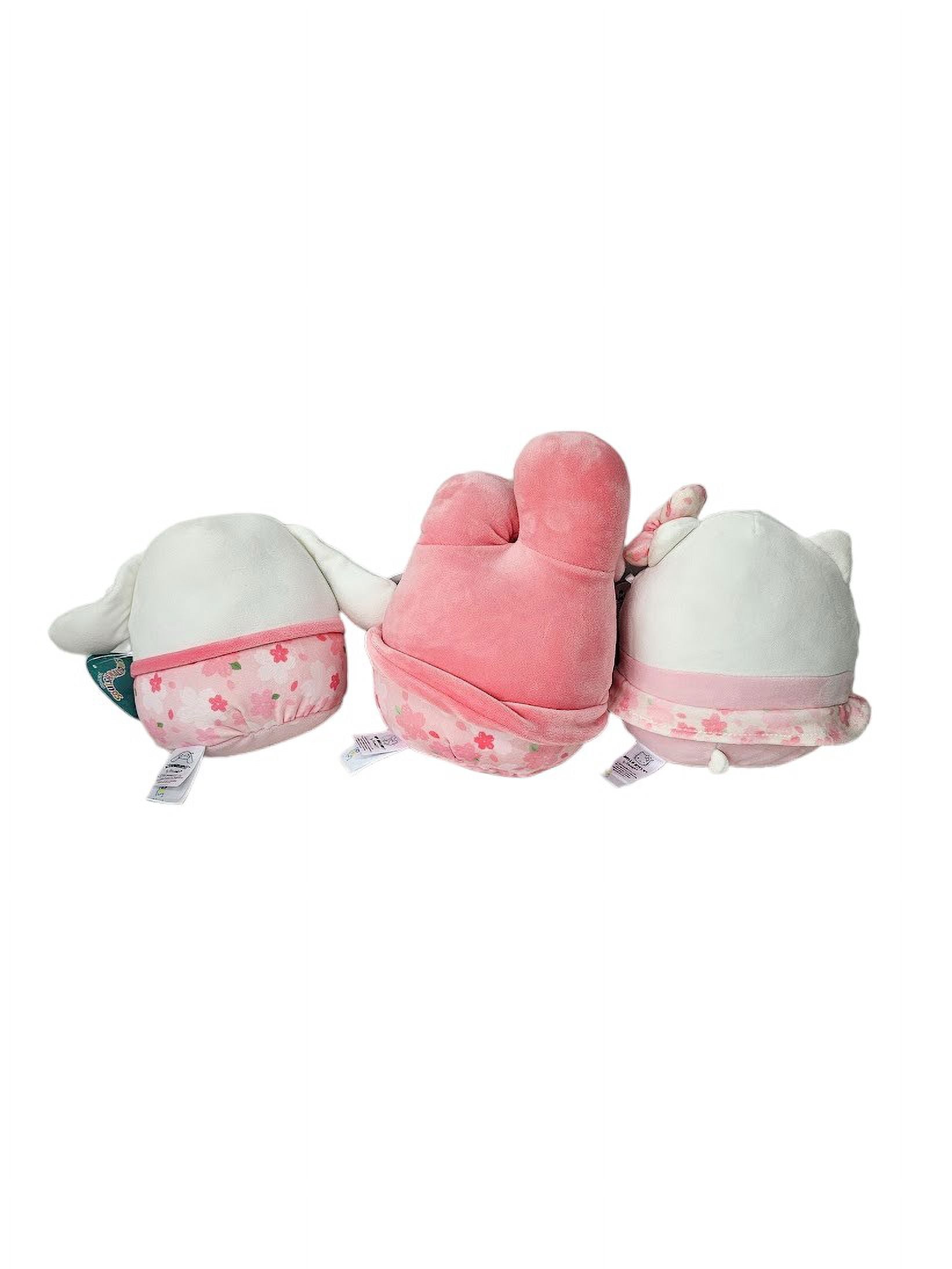 Squishmallows Official Kellytoys Plush 7.5 Inch Cinnamoroll, My Melody and Hello Kitty Sakura Flower Outfits Spring Squad Complete SetUltimate Stuffed Toy
