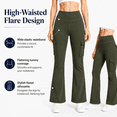 thumbnail image 3 of MASKERT Women's Fleece Lined Flare Pants, High Waisted Stretch Casual Pants, Water Resistant Warm Pants with 4 Pockets for Outdoor Travel and Daily Wear, 3 of 9