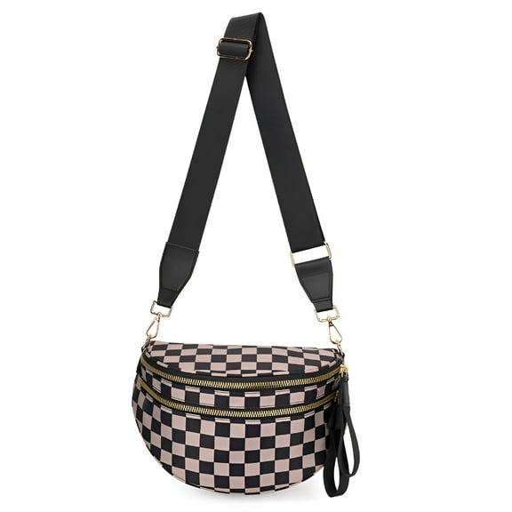 GASTROPOD Checkered Crossbody Bum Bag for Women Nylon Checkereds Crossbody Bag Spacious Checkered Purse Bum Bag