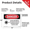 thumbnail image 2 of Do Not Look Directly Into Class IIIb Laser OSHA Danger Rigid Plastic Sign 14 Inch x 10 Inch - 5 Pack, 2 of 8