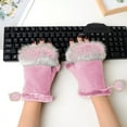 thumbnail image 2 of Half Finger Winter Gloves, Suede, for Women, Keyboard & Touchscreen, Warm, 2 of 2