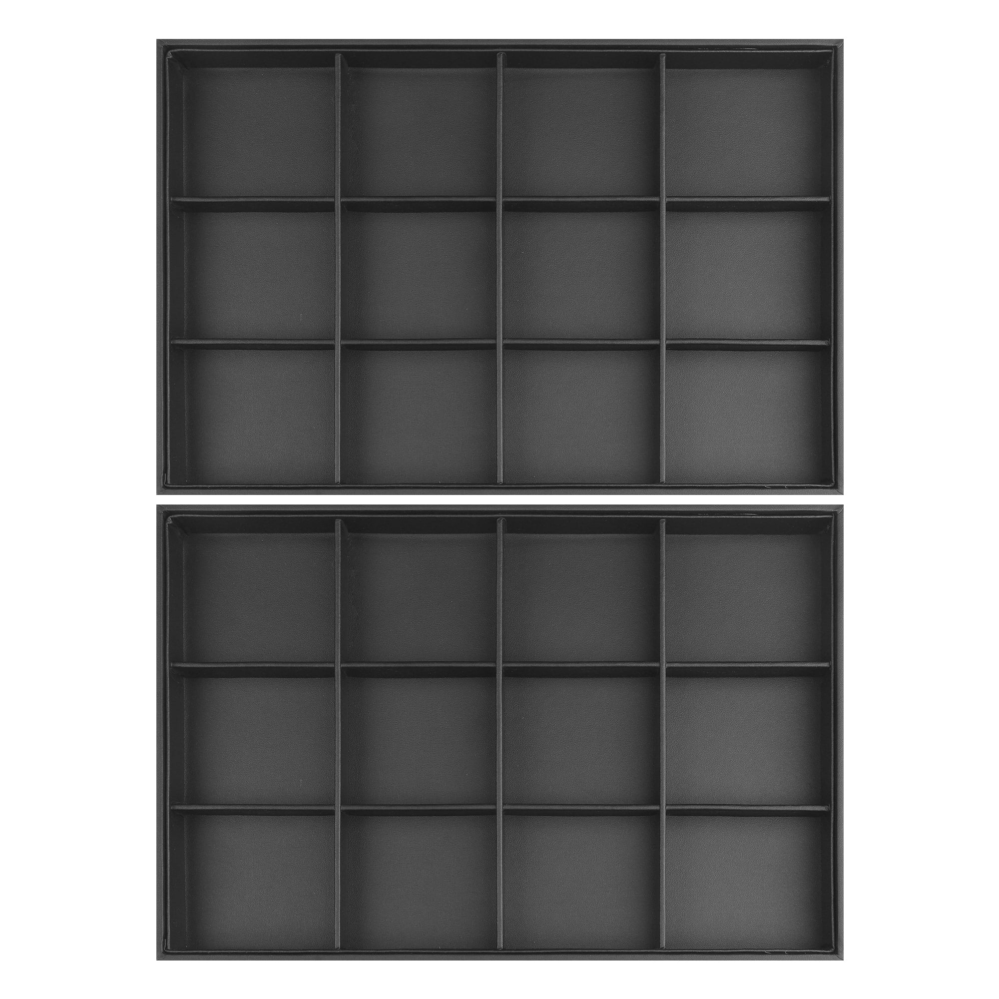 Unique Bargains  Stackable Jewelry Organizer Trays with Removable Dividers Black-12 Grid Tray