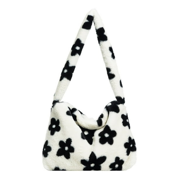 Bolso de peluche para mujer, bolso de hombro mullido debajo del brazo