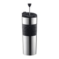 thumbnail image 1 of Bodum Travel Press, Vacuum Insulated, Stainless Steel Portable Coffee Maker and Tea Press, 15oz, Black, 1 of 1
