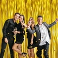 thumbnail image 4 of 3 Pack 3.3 x 9.8 ft Gold Foil Fringe Glitter Curtains Party Decorations, Tinsel Backdrop for Parties, Door Streamers for Birthday, Photo Booth Backdrops, Party Decor, 4 of 7