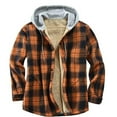 thumbnail image 2 of Mens Thermal Quilted Lined Flannel Shirts Jackets Hooded Button Down Long Sleeve Shirt Cozy Warm Winter Flannel Coats Thickened Plaid Jacket, 2 of 5