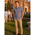 thumbnail image 3 of Mens Dress Shirts Plaid Button Down Shirt for Men Short Sleeve Oxford Collar Shirts for Casual Work Wear, 3 of 8