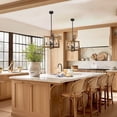 thumbnail image 4 of LNC 4-Light Black and Brown Wood Linear LED Farmhouse Chandelier, 4 of 15