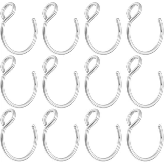 1 Box 30Pcs Fake Nose Ring Hoop Clip On Stainless Steel Tiny Faux Piercing Hoop 10mm Septum Lip Ear Ring for Women Men DIY