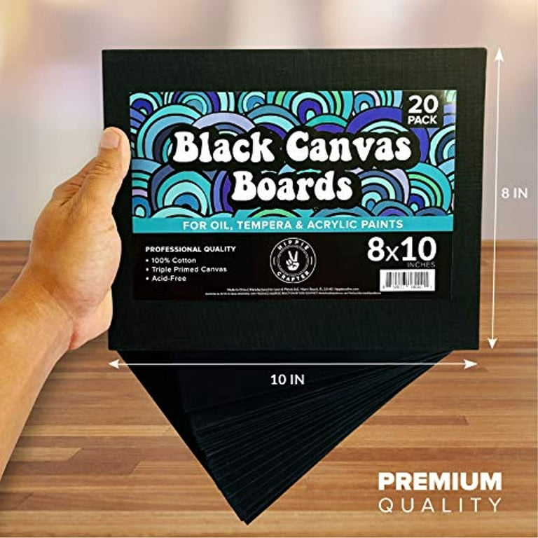  PHOENIX Black Canvas Boards for Painting - 11x14 Inch, 6 Pack - Paint  Canvases Gesso Primed Cotton Acid Free, Blank Flat Canvas Panel for  Acrylic, Oil, Tempera, Metallic, Neon Paints 