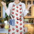 thumbnail image 6 of Strawberry Plants Fruit Watercolor Apron-Garden Aprons for Women with Pockets-Cotton Linen Waterproof Kitchen Cooking Gardening Aprons Adjustable for Kitchen,Cooking,BBQ and Salon 33x27 Inch, 6 of 7