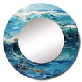 thumbnail image 2 of Designart "Teal White Ocean Charm Pointillism I" Nautical & Beach Rund Mirror For Wall Decor - Large Teal Round Print Mirror - Round Coastal Mirror - Wall Mounted Round Large Mirror - 23" x 23", 2 of 6