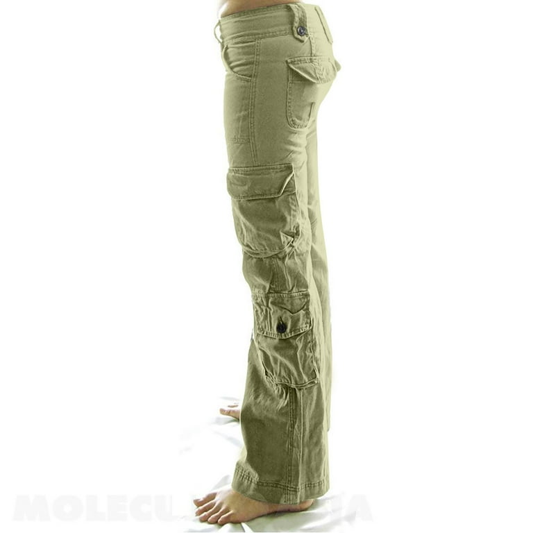 AWXNJUX Women's Cotton Button Cargo Pants With 7 Pockets/Low AWXNJUX Women's Cotton Button Cargo Pants With 7 Pockets/Low
