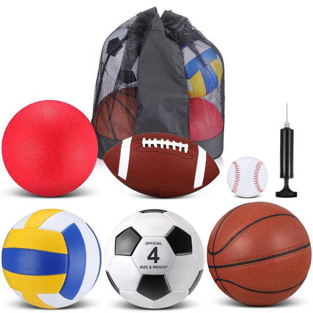 Set de pelotas deportivas Realspring, 6 unidades, con bolsa y bomba