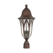 Designers Fountain 20626-BAC Berkshire - Three Light Outdoor Post Lantern Burnished Antique Copper Finish with Clear and Frosted Seedy Glass