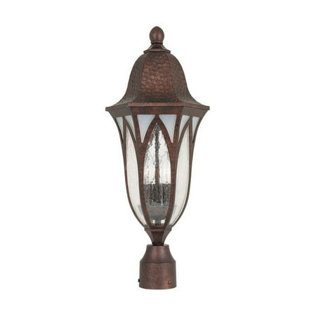 Designers Fountain 20626-BAC Berkshire - Three Light Outdoor Post Lantern Burnished Antique Copper Finish with Clear and Frosted Seedy Glass