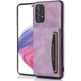 thumbnail image 7 of Design for Samsung Galaxy A53 5G Wallet Case with Tempered Glass Screen Protector PU Leather Credit Card Holder Slot Phone Cases Kickstand Shockproof Protective Cover for Women 6.5 inch Purple, 7 of 7