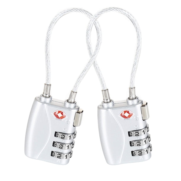 Candado para maletas Plata aprobado por la TSA (2 piezas) TIMOTECH Candado para maleta