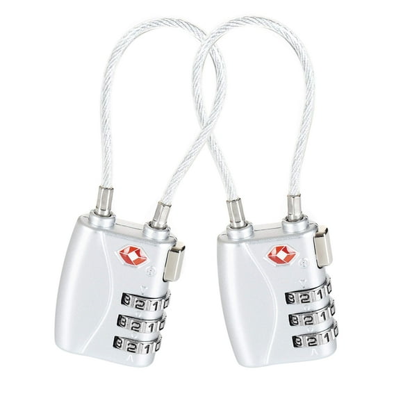 Candado para maletas Plata aprobado por la TSA (2 piezas) Timotech Candado para maleta