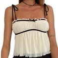 thumbnail image 2 of Women'S Peplum Going Out Tops Tie Shoulder Sleeveless Summer Top Cream White L, 2 of 7