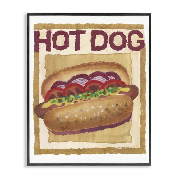 Stupell Industries Traditional Hot Dog Food & Beverage Painting Black Framed Art Print Wall Art, 11 x 14
