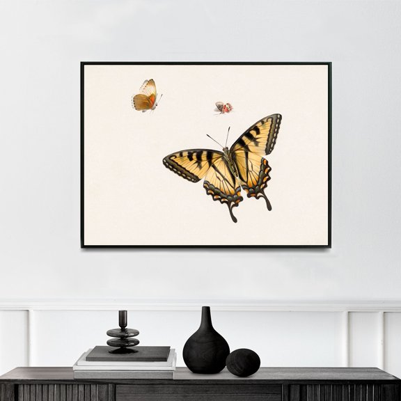 Three Butterflies | Herman Henstenburgh | Premium Fine Art Print | 18th Century Dutch | Art Nouveau | Botanical | Plant Art | Nature Art