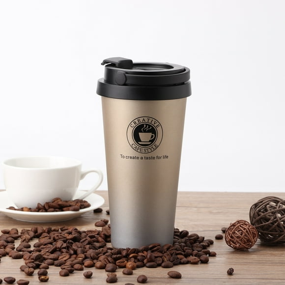 Stainless Steel Vacuum Insulated Coffee Mug with Lid, Perfect Travel Cup for Hot and Cold Drinks, Thermal Coffee and Tea Mugs, Double Wall, Metal, Spill Proof, Leak Proof, 500ml, Gold