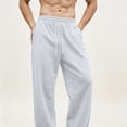 thumbnail image 5 of Mens Sweatpants Wide Leg Cotton Fleece Fall Winter Pants with Pockets Adjustable Tie Waist Loose Casual Sports (S, White), 5 of 7