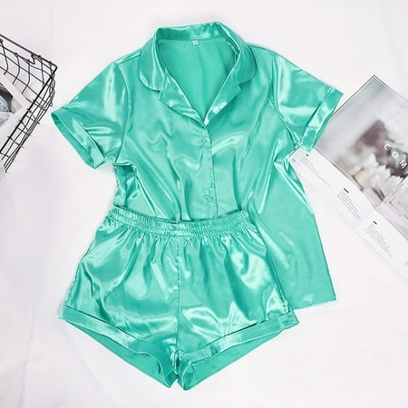 

DanceeMangoo Suphis 5 Colors Satin Nightshirt With Shorts Nightwear Suit Silk Pyjama Short Sleeve Casual Pajama Sets Women Sleepwear Summer