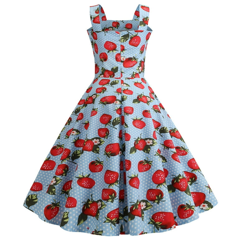 Strawberry print dress womens cheap