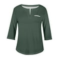 thumbnail image 4 of Up to 60% off Fall Fashion, Brilliant Womens 3/4 Sleeve Shirts Soft Cotton Plus Size Tops for Women Sexy V-Neck Blouse Casual Loose Long Sleeve Blouse Green XXL, 4 of 5