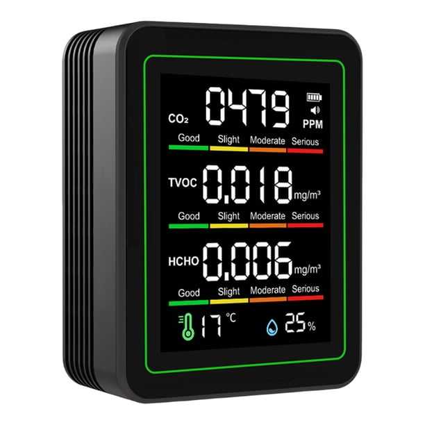 5 en 1 Monitor Del Aire Interior CO2 TVOC HCHO TEMP Detector ()