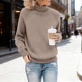 thumbnail image 2 of VISALY Womens Half Turtleneck Pullover Sweater Soft Warm Oversized Long Sleeve Pullover Plus Sized Basic Solid Color Knit Jumper Trendy Plain Basic Layer Sweater Fall Winter Outfits Khakim, 2 of 7