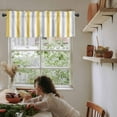 thumbnail image 6 of Orange Grey Striped Curtain Valance for Windows/Kitchen/Living Room/Bedroom, Geometric Vertical Stripes White Rod Pocket Window Treatment Short Drape Topper Small Tier Cafe Curtains Panel 54X18, 6 of 8