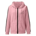 thumbnail image 3 of IROINNID Women's Long Sleeve Hooded Coat Thigh-Length Solid Color Casual Pocket Zipper Medium And Long Tops Sweatshirts Pullover, Pink, 3 of 6