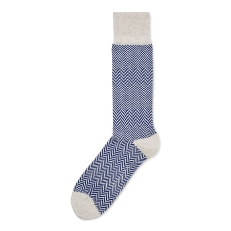 COLE HAAN Mens Blue Patterned Seamless Toe Dress Crew Socks 7-12