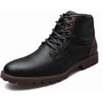 thumbnail image 1 of Botas cortas de cuero para hombre, estilo retro, antideslizantes, con cremallera lateral, informales, para otoño e invierno., 1 of 5