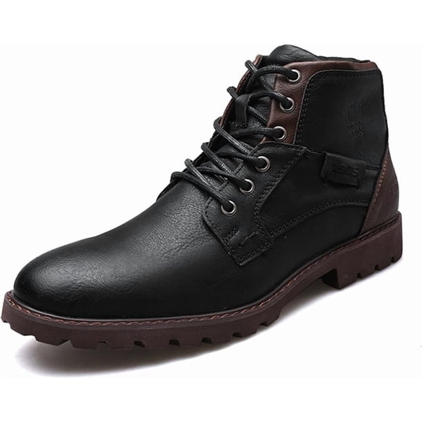 Botas cortas de cuero para hombre, estilo retro, antideslizantes, con cremallera lateral, informales, para otoño e invierno.