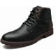 thumbnail image 1 of Botas cortas de cuero para hombre, estilo retro, antideslizantes, con cremallera lateral, informales, para otoño e invierno., 1 of 5