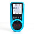 thumbnail image 1 of Contador de energía, vatímetro con protección contra sobrecarga, 3680 W, toma con gran pantalla LCD, color azul, 1 of 6