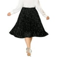 thumbnail image 3 of Agnes Orinda Women's Plus Size Knee Length Star Sequin Velet Skirt, 3 of 7