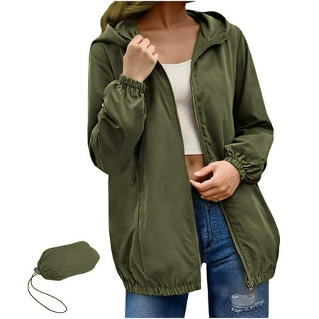 XFLWAM Womens Waterproof Rain Jacket Lightweight Hooded Rain Coats Zipper Long Sleeve Adjustable Windbreaker with Pockets XFLWAM Womens Waterproof Rain Jacket Lightweight Hooded Rain Coats Zipper Long Sleeve Adjustable Windbreaker with Pockets