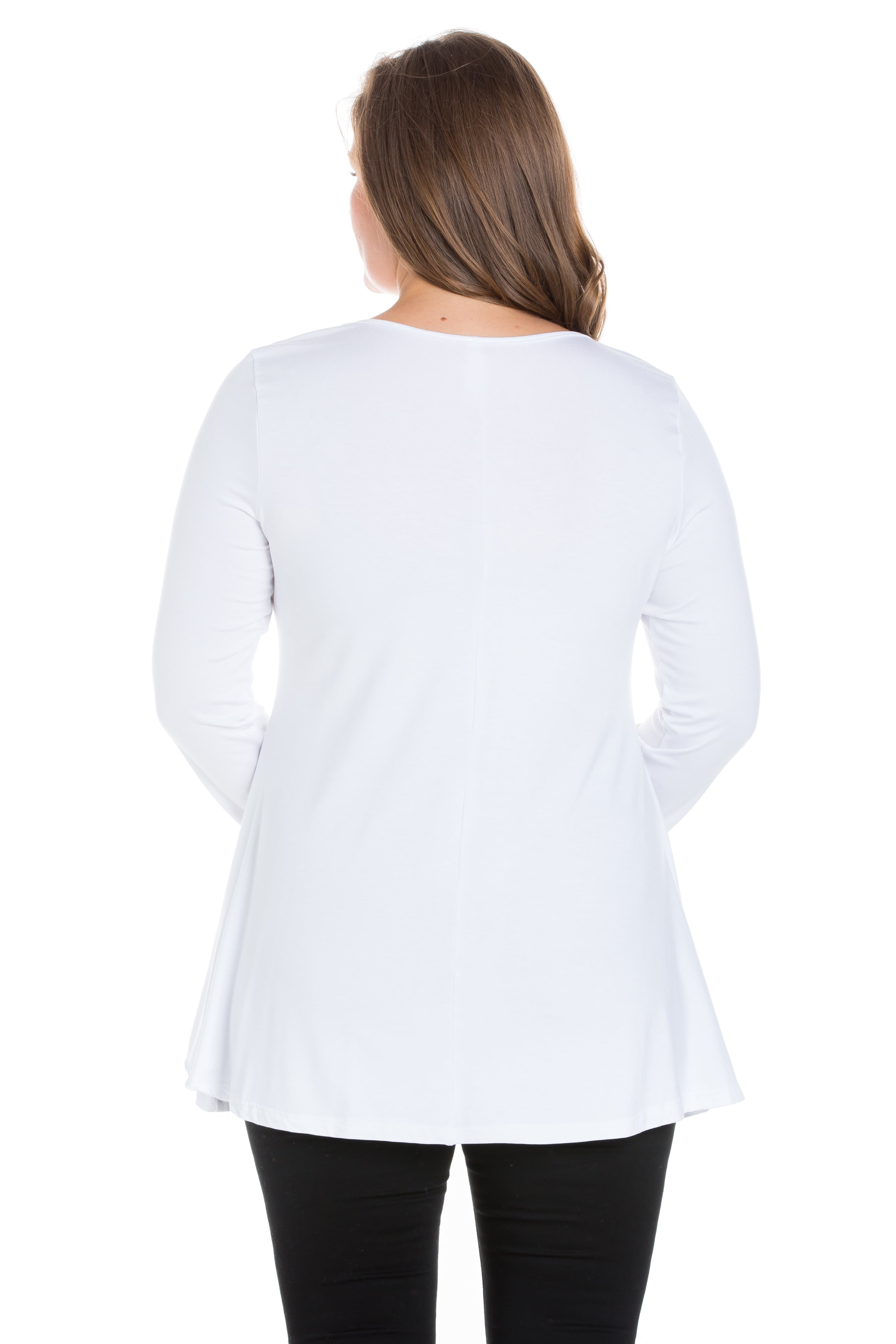 24seven Comfort Apparel Long Sleeve Swing Plus Size Tunic Top