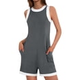 thumbnail image 6 of gbyLJF Womens Jumpsuit Casual Wide Leg Sleeveless Jumpsuits Solid Color Cropped Rompers Loose Fit Overalls with Pockets, 6 of 7
