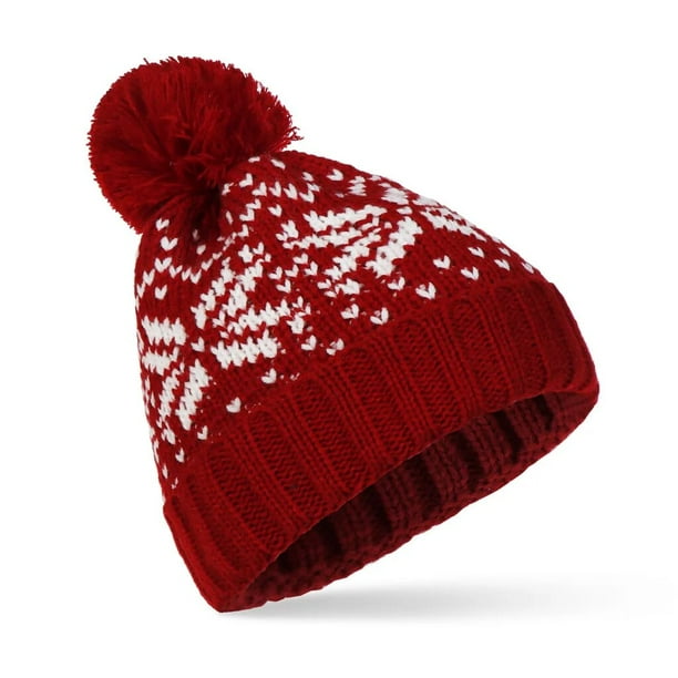 Gorro de lana con copo de nieve grande para hombres y mujeres, suéter de punto grueso cálido, versátil, Navidad, Otoño e Invierno