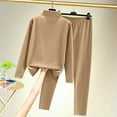 thumbnail image 2 of FAIWAD Women's Thermal Underwear Set Turtleneck Long Sleeve Top with Long Pants Stretch Comfy Underwear Set, 2 of 3