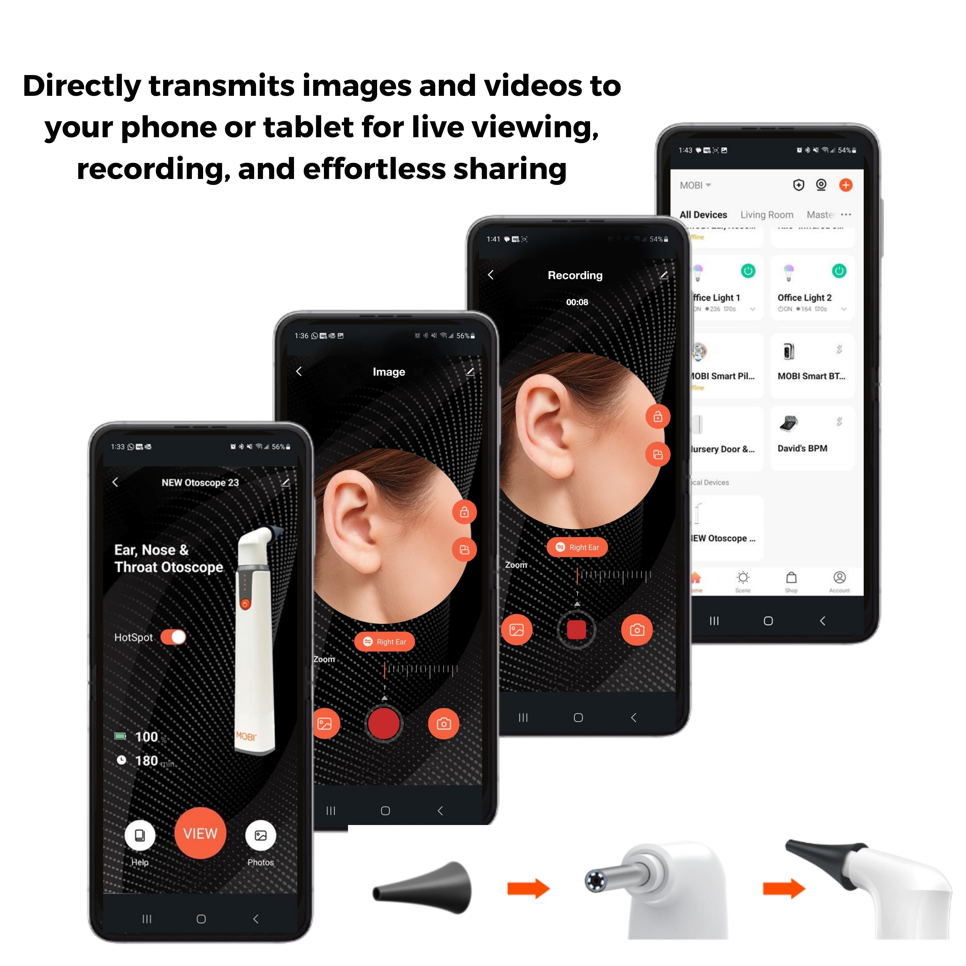 MOBI Smart Baby Otoscope Jr – 1080P HD Ear Camera with LED Lights | Helps Detect Ear Infections Early | Safe Ear, Nose & Throat Scope for Kids, Toddlers, Adults | Home Health Monitoring Tool